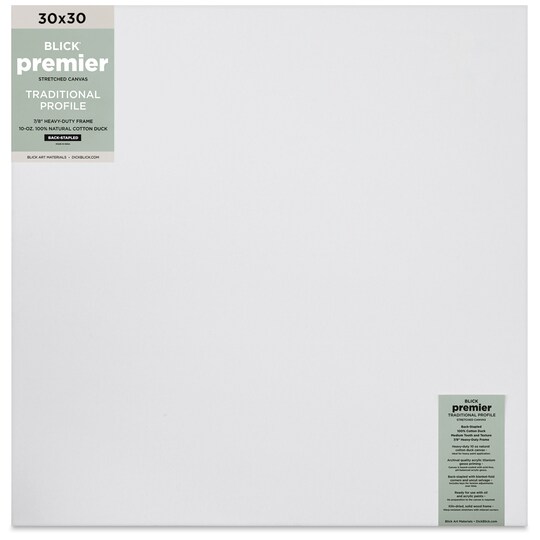 Blick; Blick Premier Stretched Cotton Canvas - Traditional Profile, Back-Stapled, 30" x 30"; Category:Stretched Canvas; Image:1